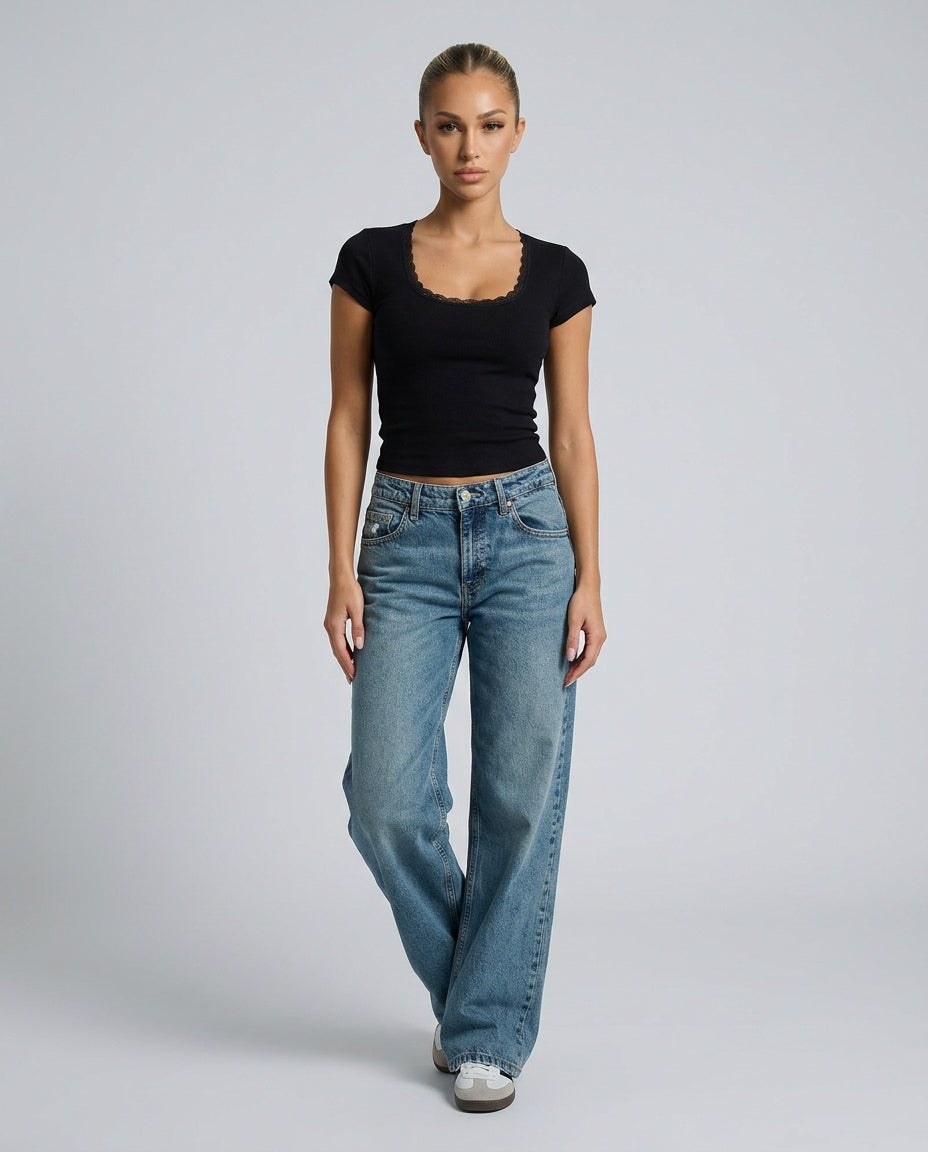 Marlena | High Waist Five Pocket Wide-Leg Jeans