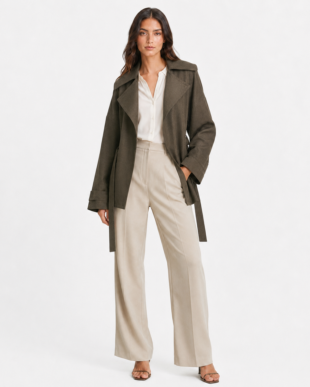 Marley | Belted Lapel Long Sleeve Jacket