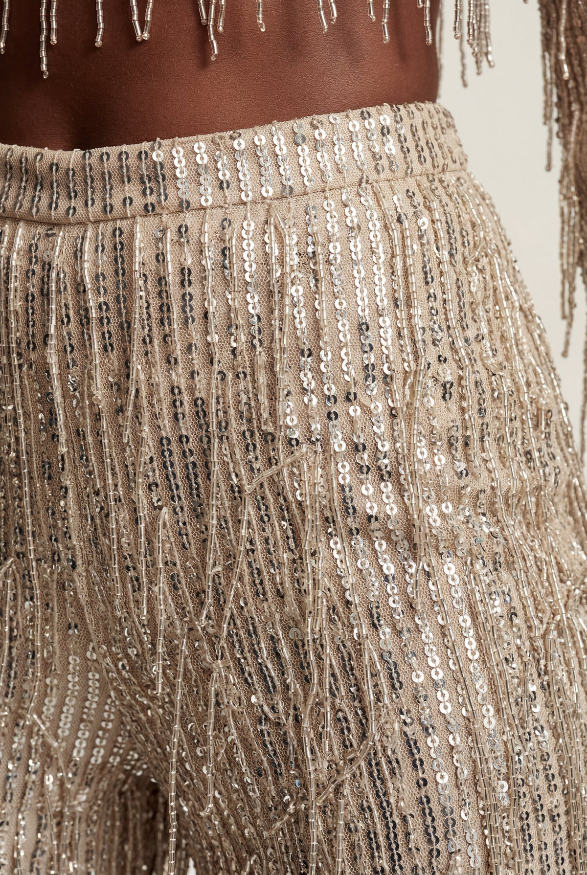 Ada | Sequin Fringe Long Sleeve Crop Top & Wide-Leg Pants Co-ord Set