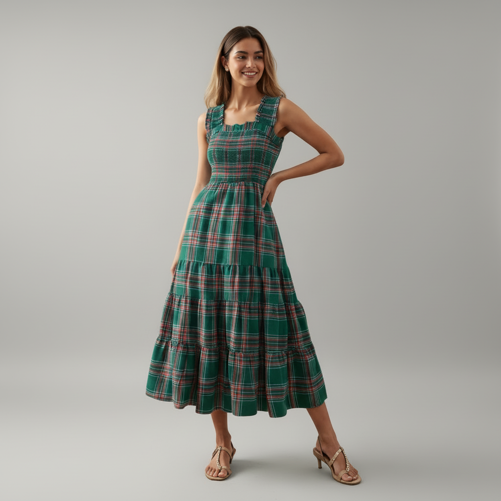 Noelle | Festive Cotton-Blend Maxi Dress