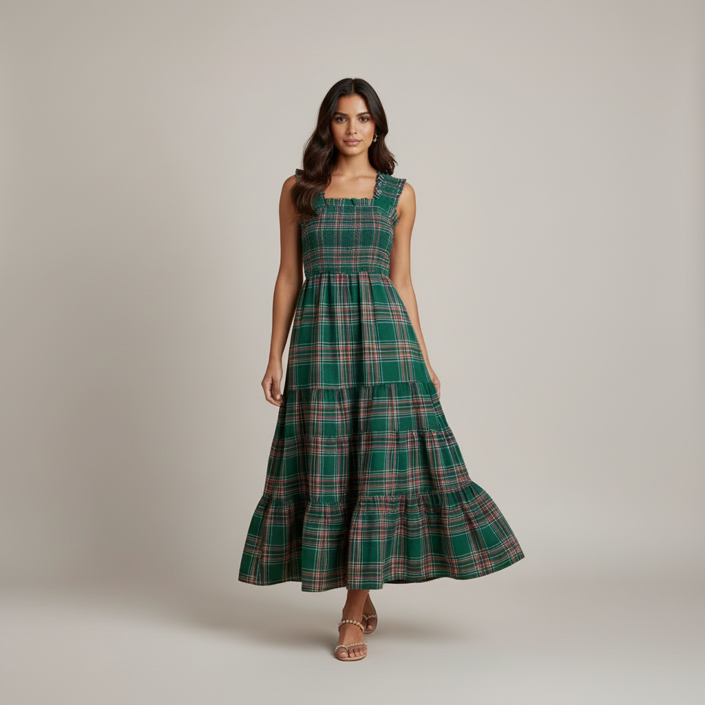 Noelle | Festive Cotton-Blend Maxi Dress