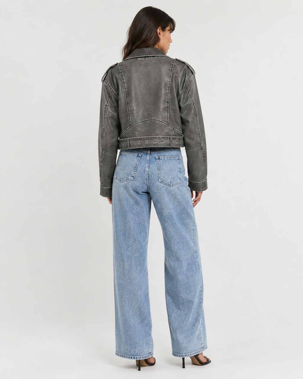 Mira | Cropped Zip-Front Faux Leather Jacket