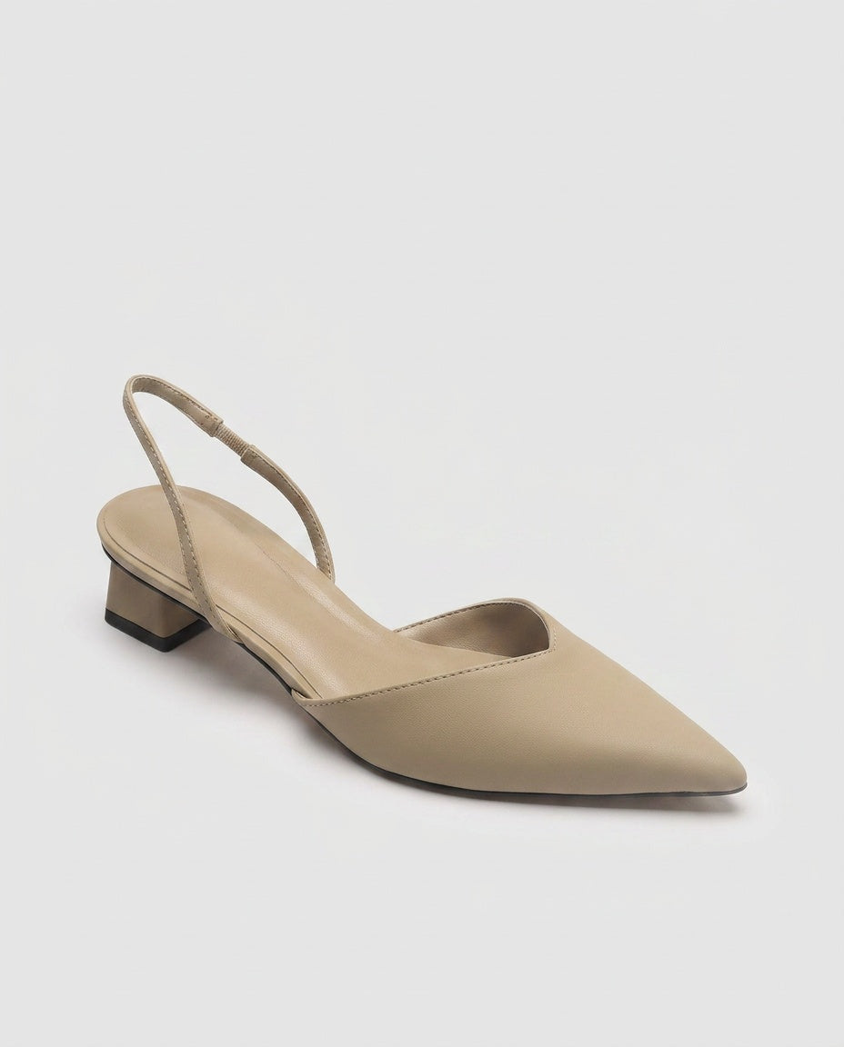 Gemma | Pointed Toe Slingback Block Heel Pumps