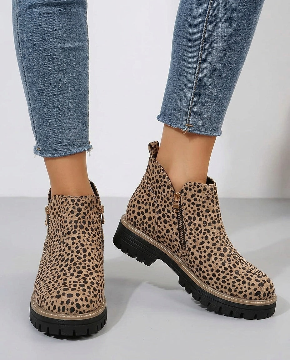 Rosa | Chunky Sole Zip Ankle Boots