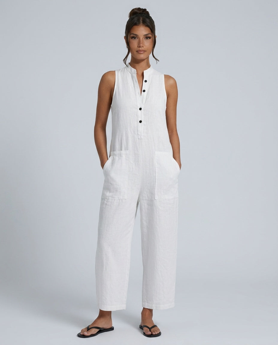 Reese | Sleeveless Linen-Blend Jumpsuit