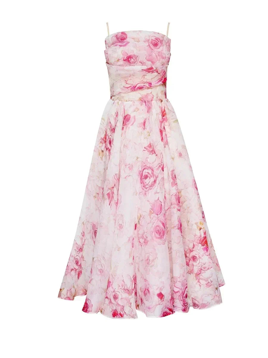 Rosalie | Ruched Floral A-Line Midi Dress