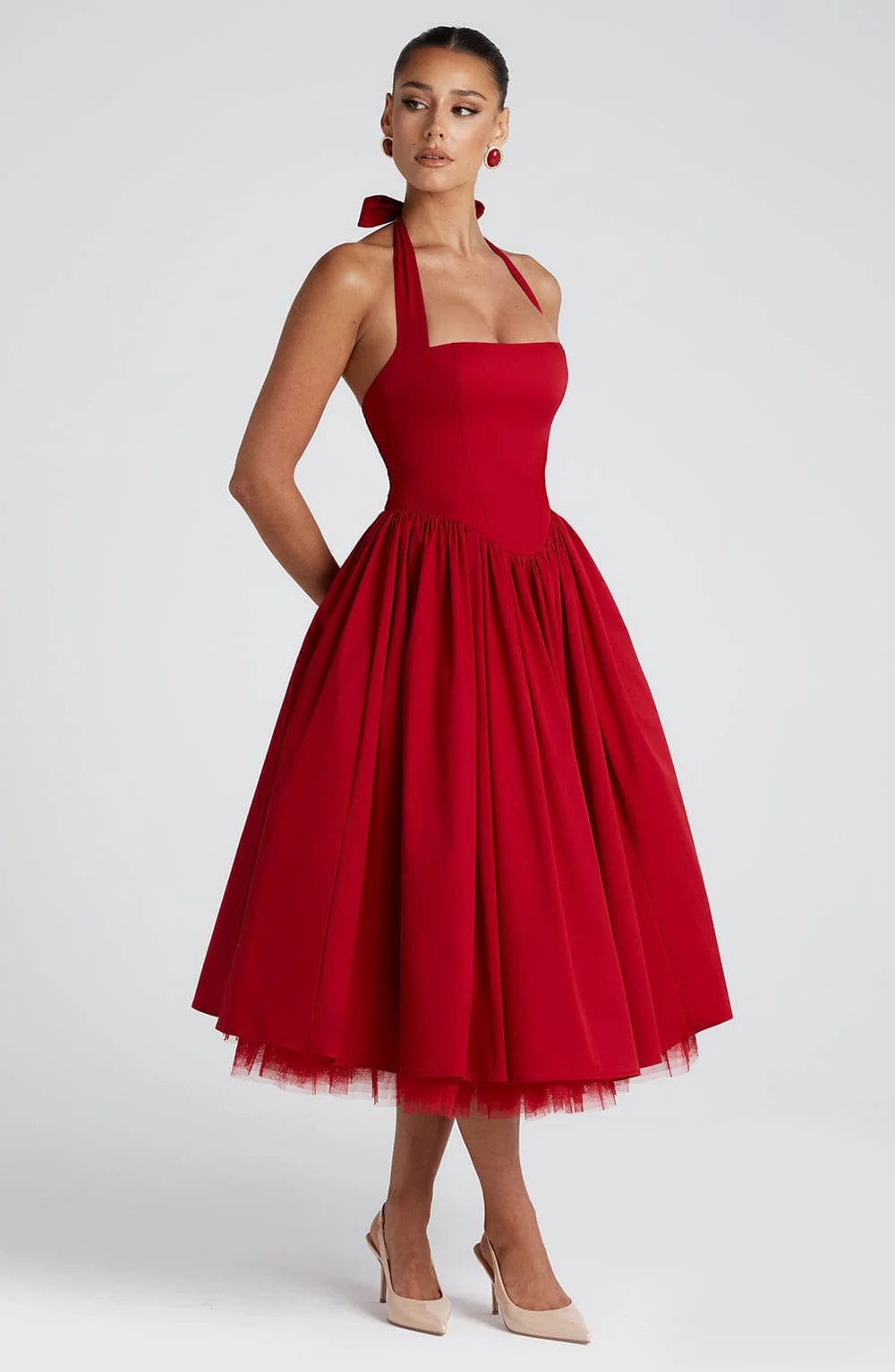 Mariana | Halter Corset Tulle Midi Dress