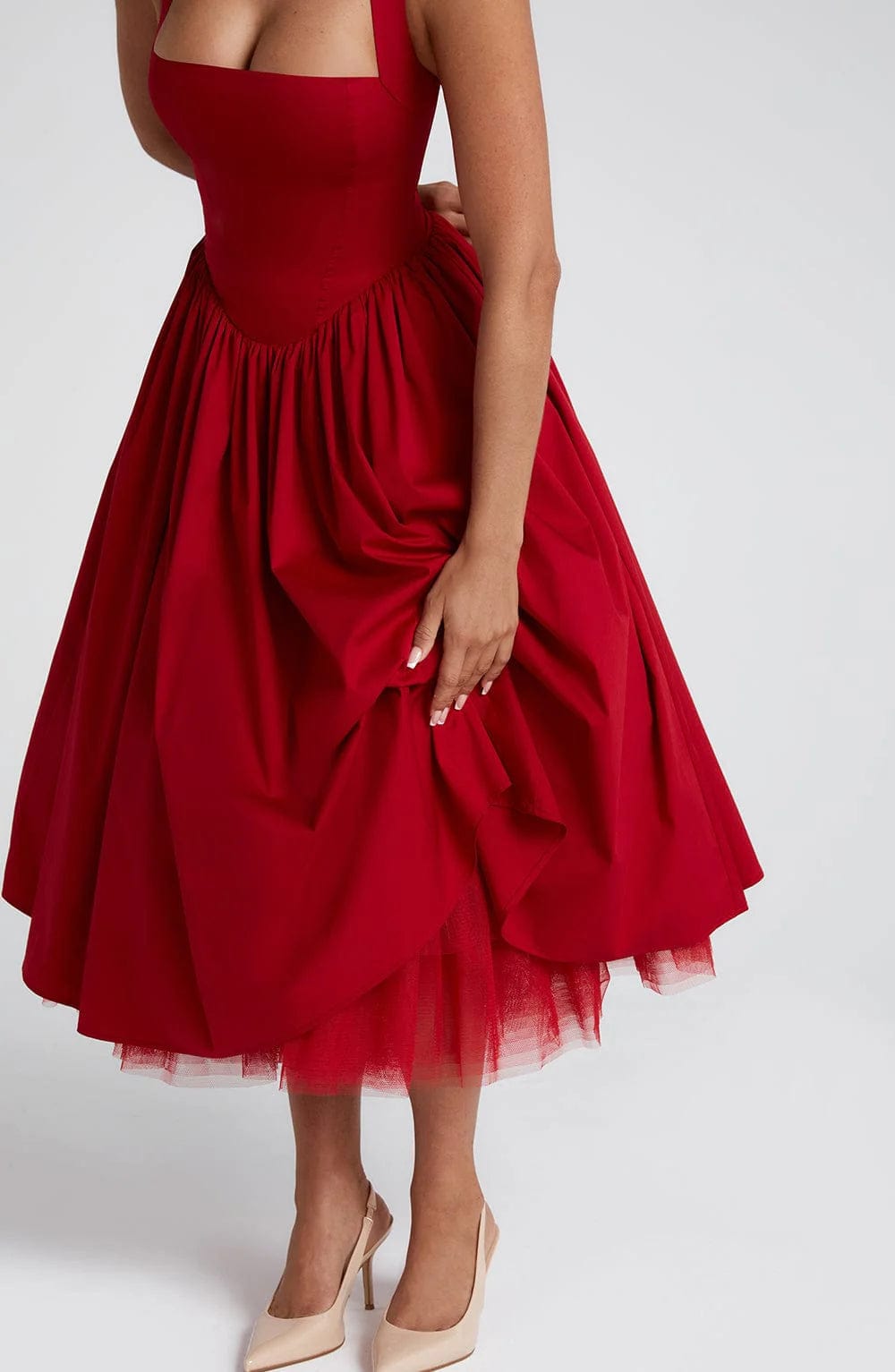Mariana | Halter Corset Tulle Midi Dress