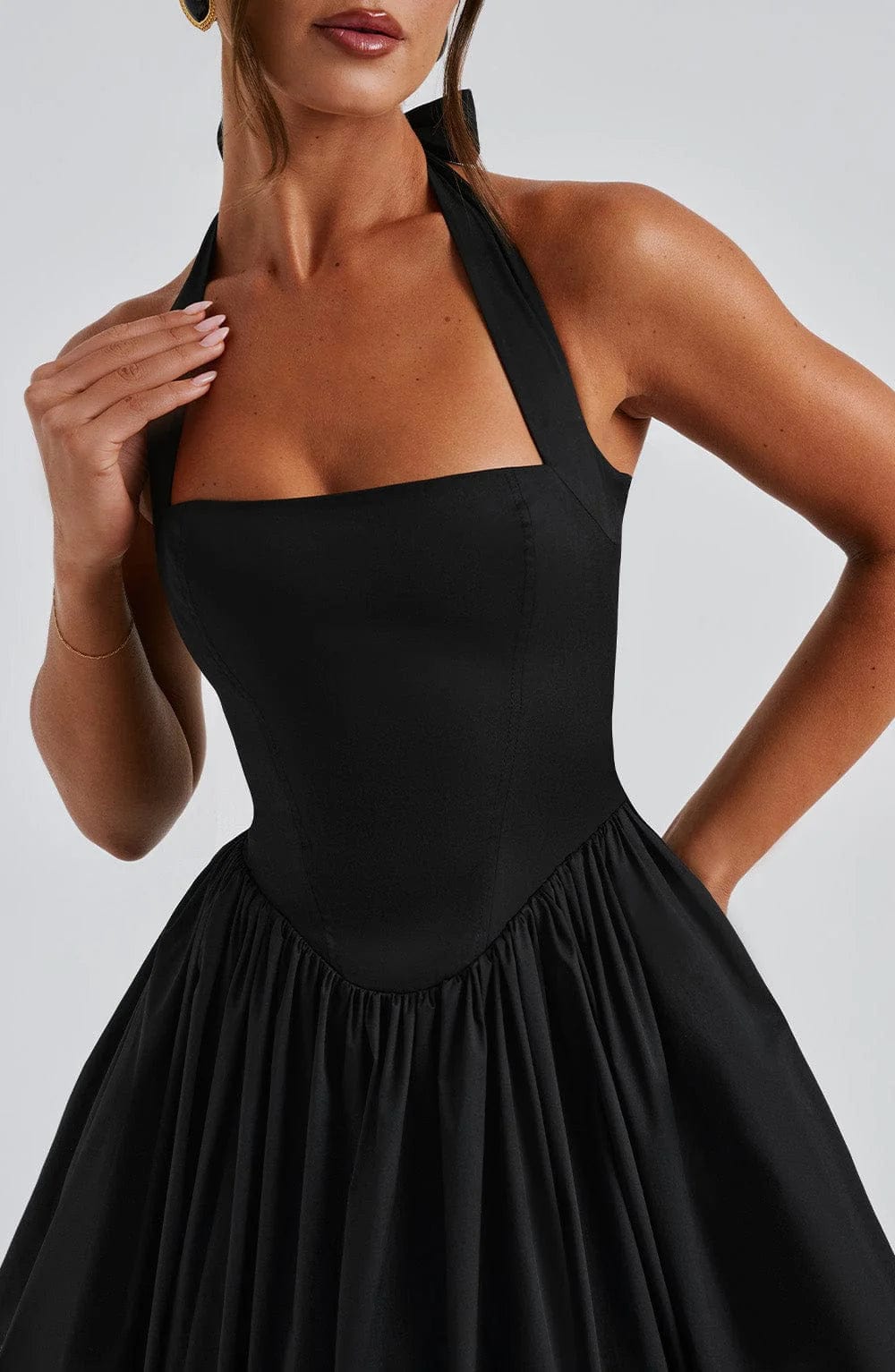 Mariana | Halter Corset Tulle Midi Dress