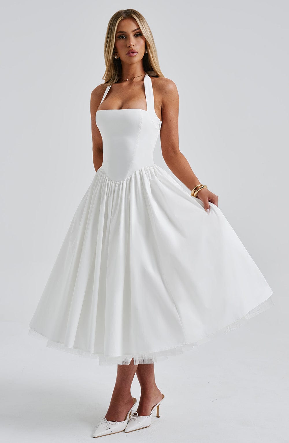 Mariana | Halter Corset Tulle Midi Dress