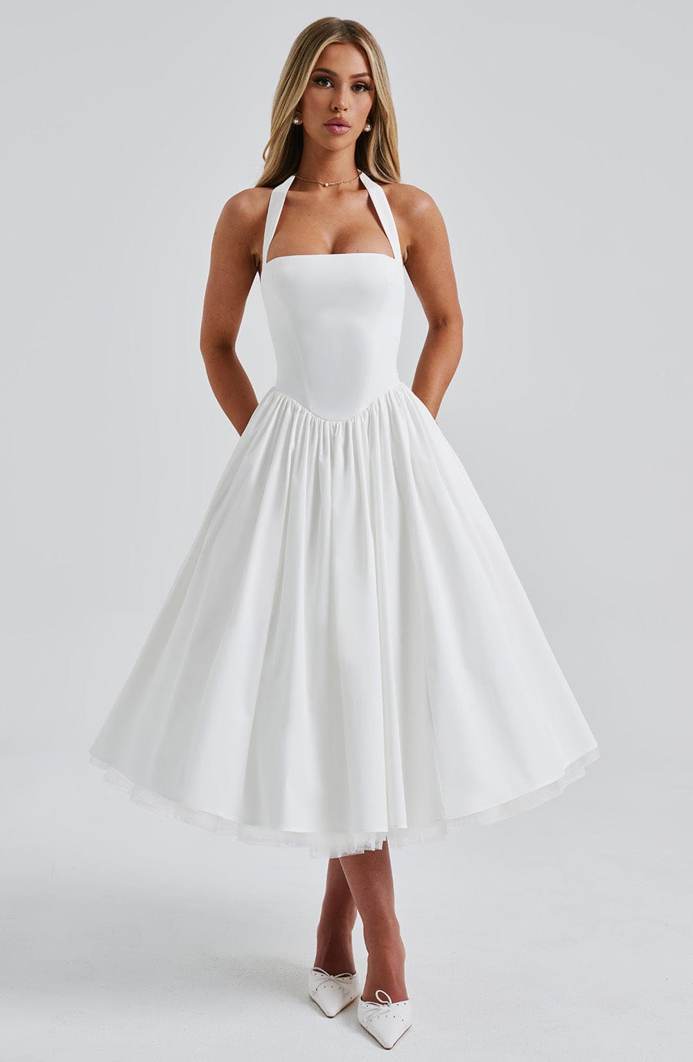 Mariana | Halter Corset Tulle Midi Dress