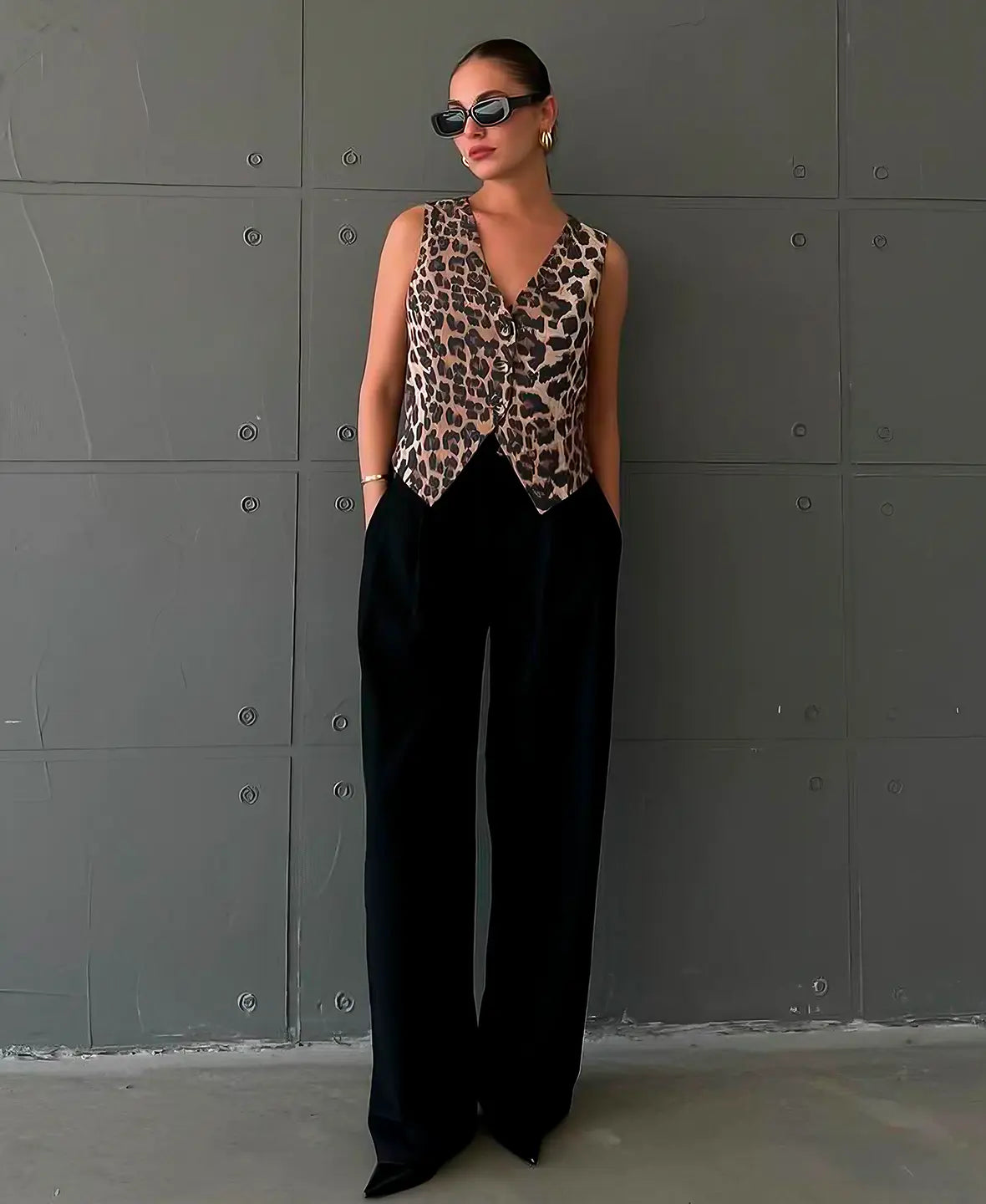 Cleo | Leopard Print Sleeveless Vest Top