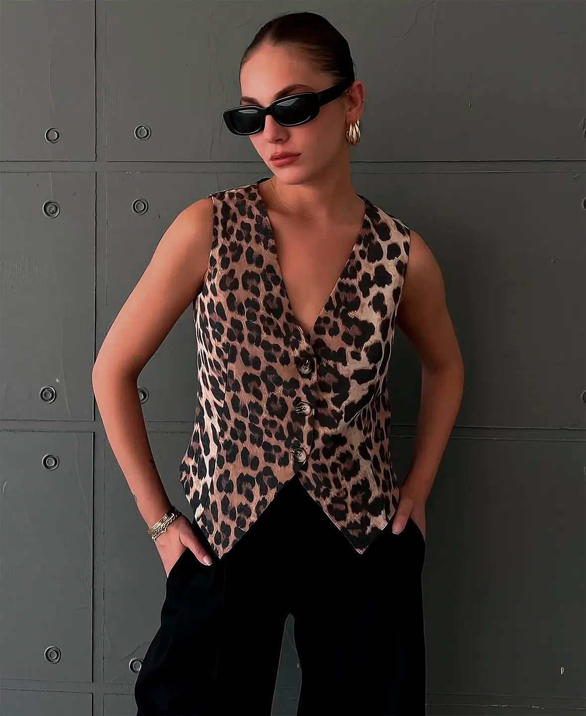 Cleo | Leopard Print Sleeveless Vest Top