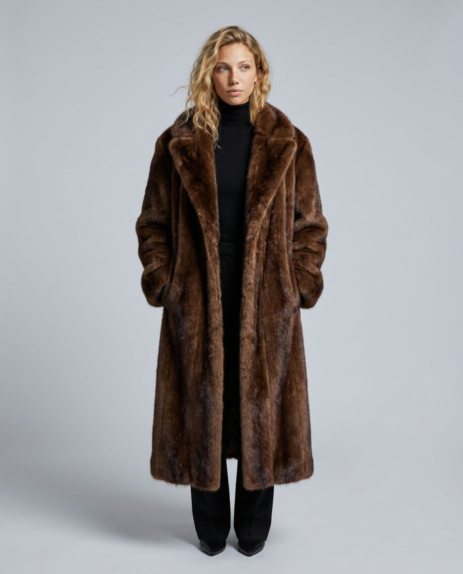 Mabel | Floor-Length Relaxed Faux Fur Maxi Coat