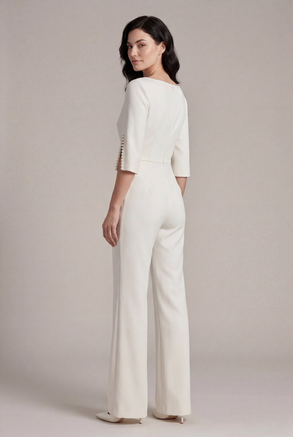 Nina | Beaded Sleeve Wide Leg Jumpsuit