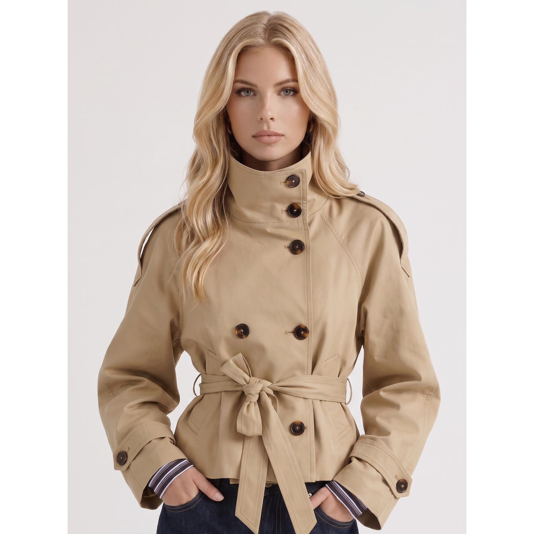 Ottilie | Cropped Double-Breasted Trench Coat