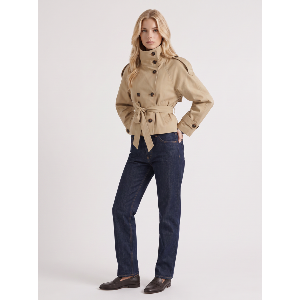 Ottilie | Cropped Double-Breasted Trench Coat
