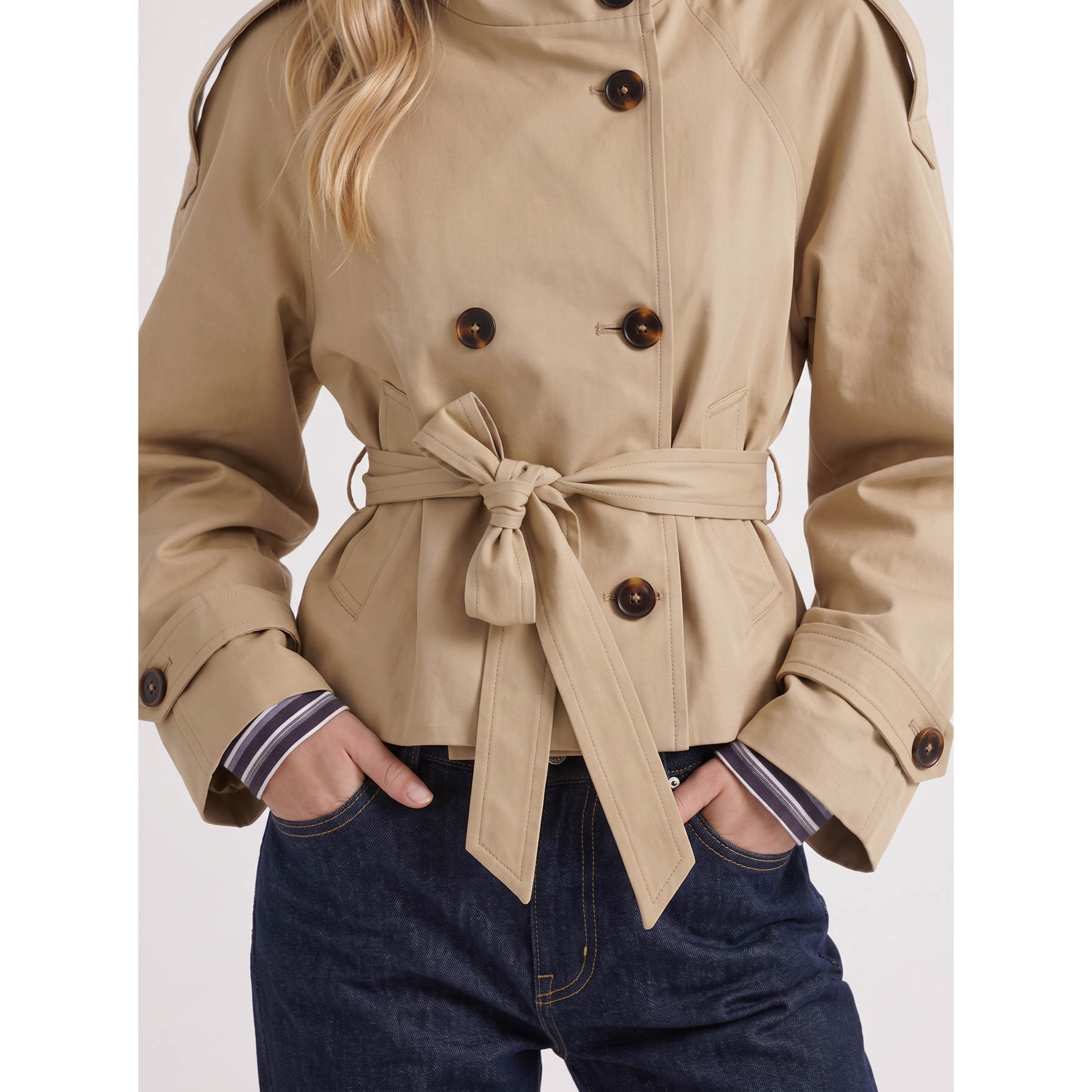 Ottilie | Cropped Double-Breasted Trench Coat