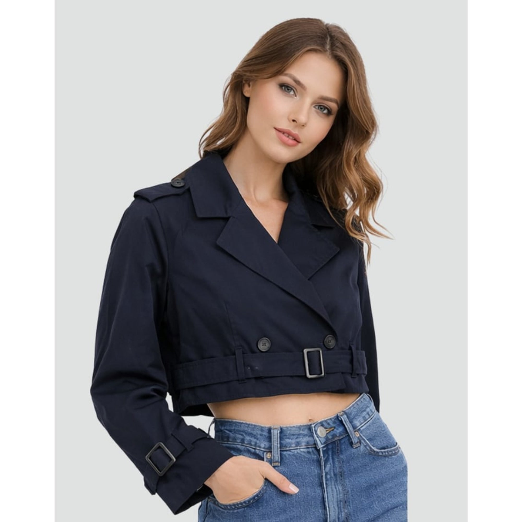 Leona | Cropped Double-Breasted Trench Coat