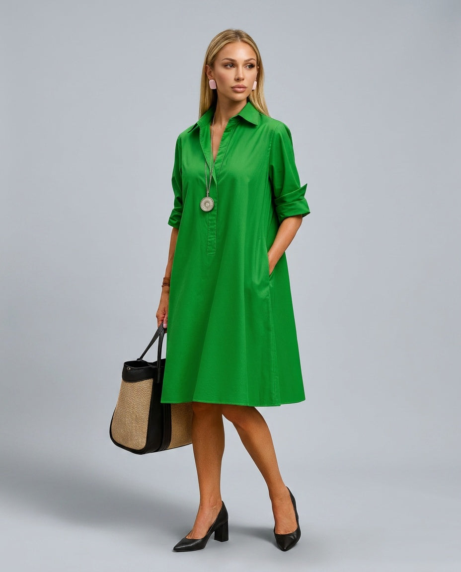 Estrella | Flowy Green Wedding Guest Midi Dress