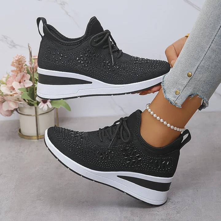 Nuria | Rhinestone Cushioned Platform Sneakers