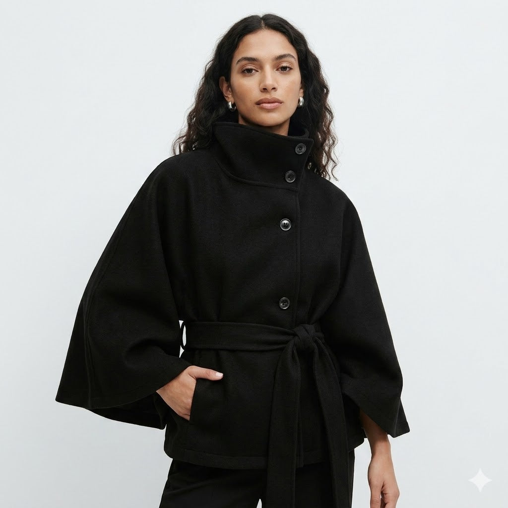 Tessa | Belted Cape Sleeve Coat