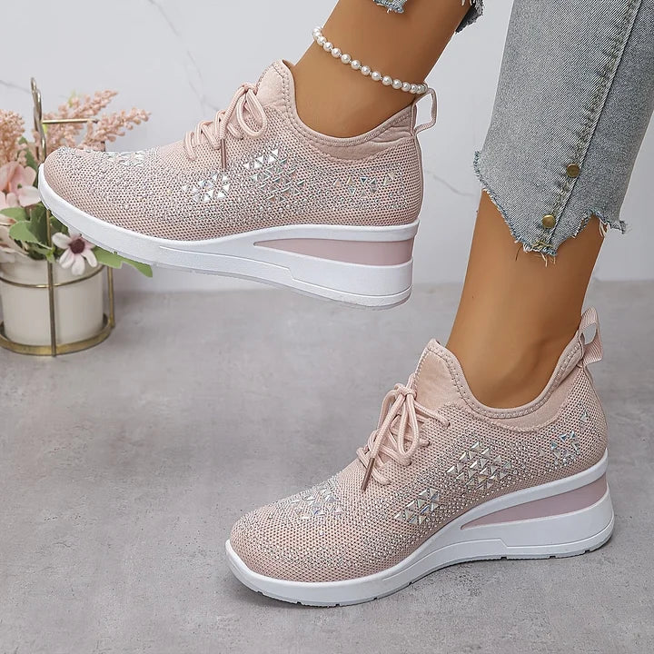 Nuria | Rhinestone Cushioned Platform Sneakers