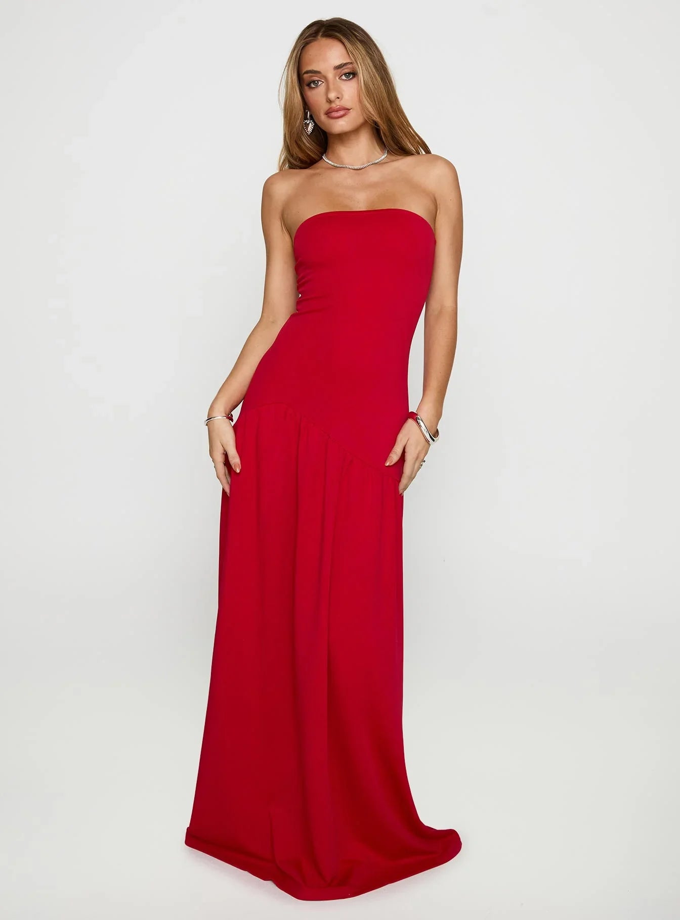 Greta | Strapless Pleated Maxi Dress