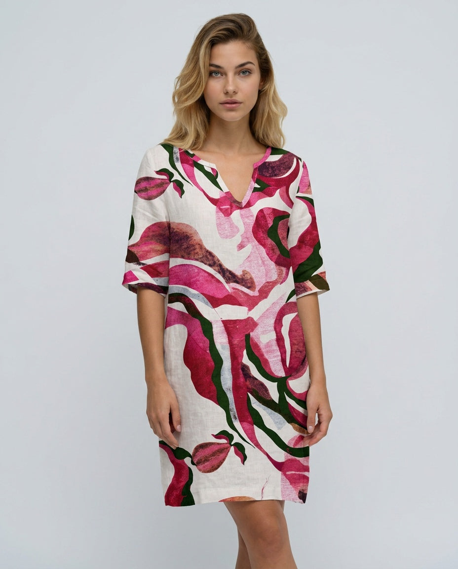 Elena | Abstract Print Summer Midi Dress