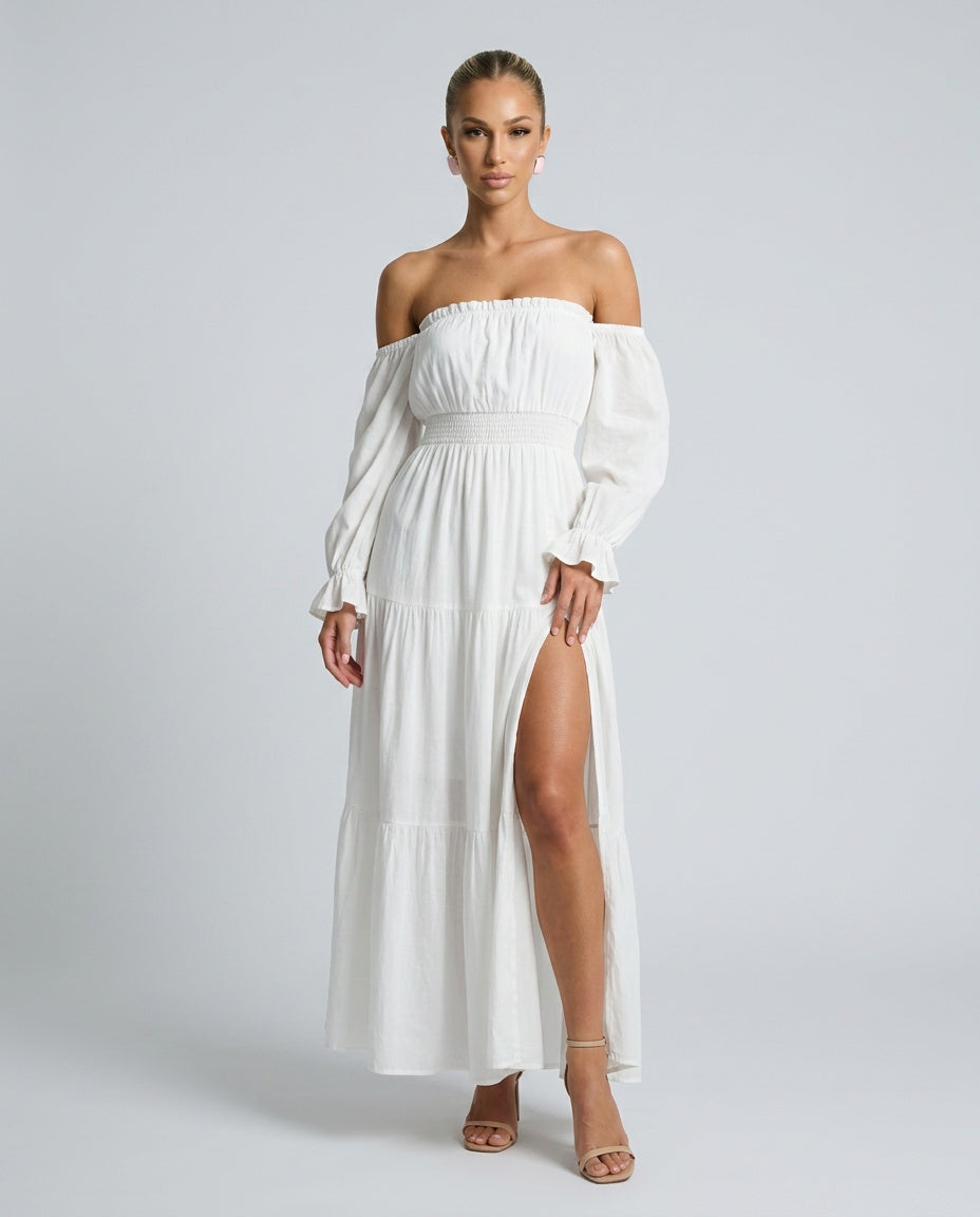 Sofia | Off-Shoulder Tiered Boho Maxi Dress