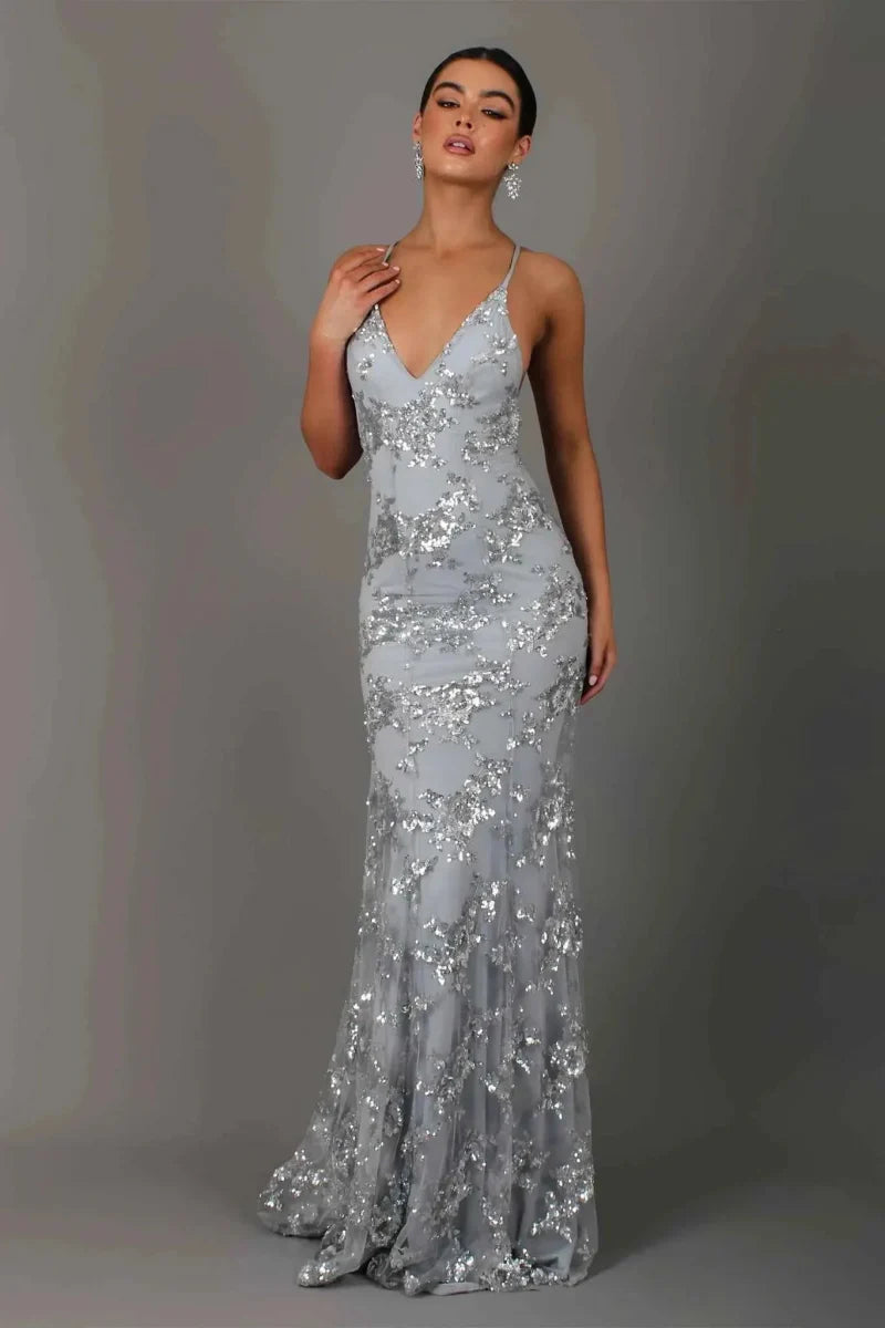 Selene | Sequin Plunge Maxi Dress