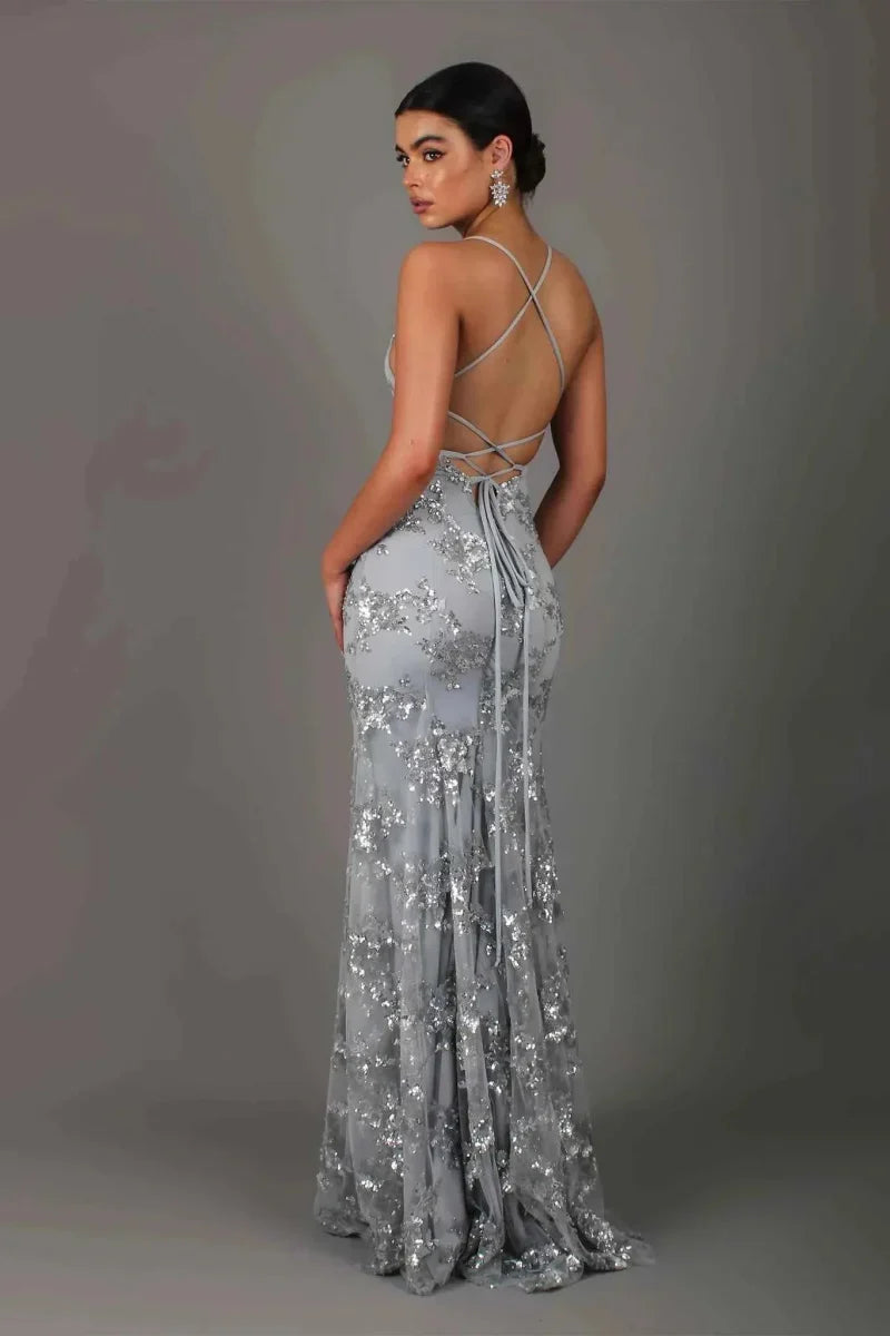 Selene | Sequin Plunge Maxi Dress