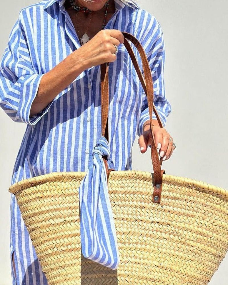Beatriz | Striped Button-Front Midi Shirt Dress