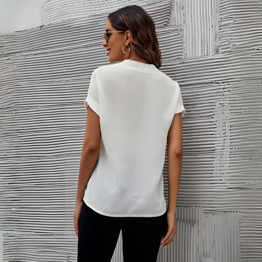 Stella | Relaxed Button-Front Short Sleeve Top