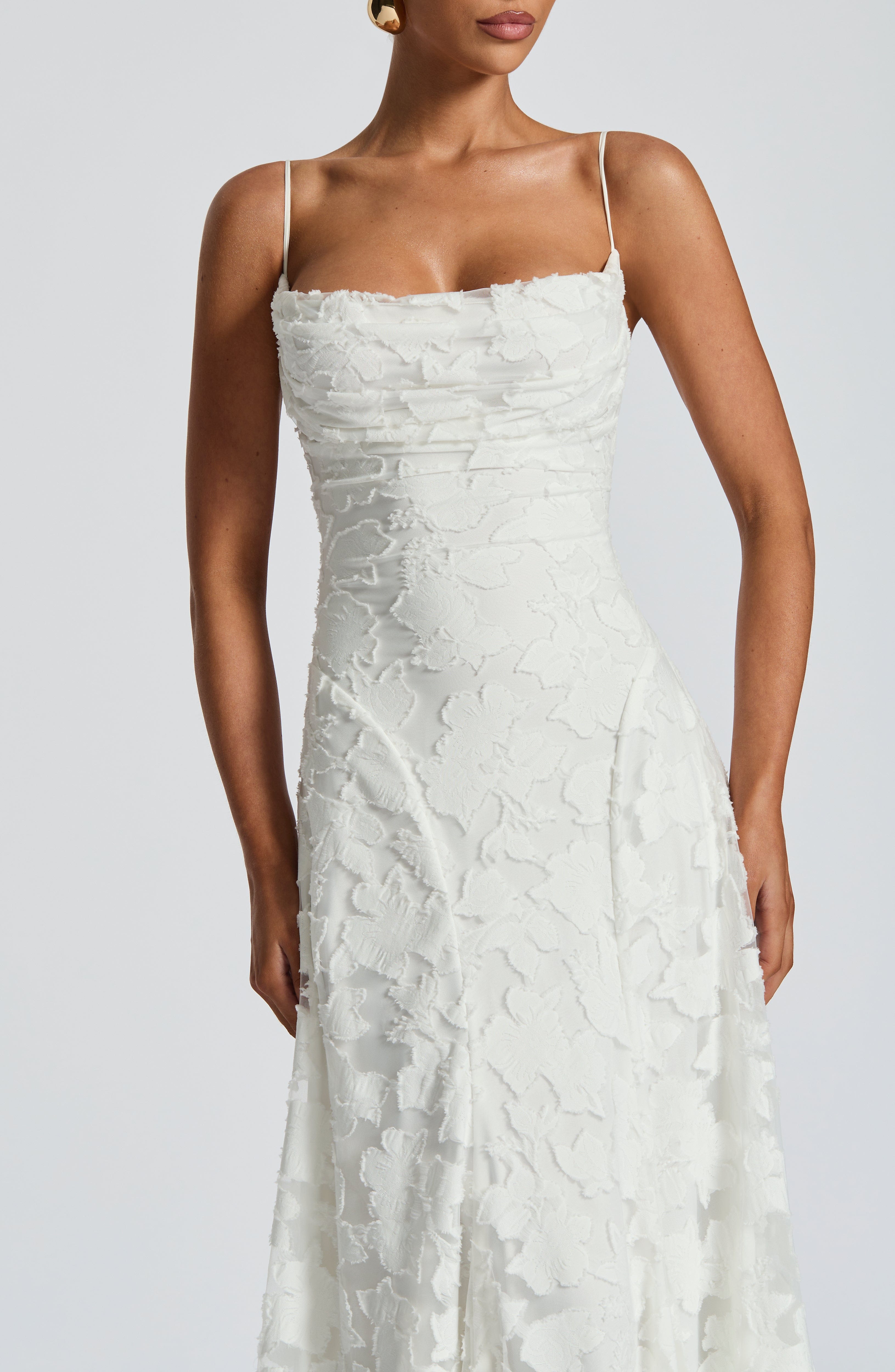 Frankie | Floral Cowl-Neck Lace-Back Maxi Dress