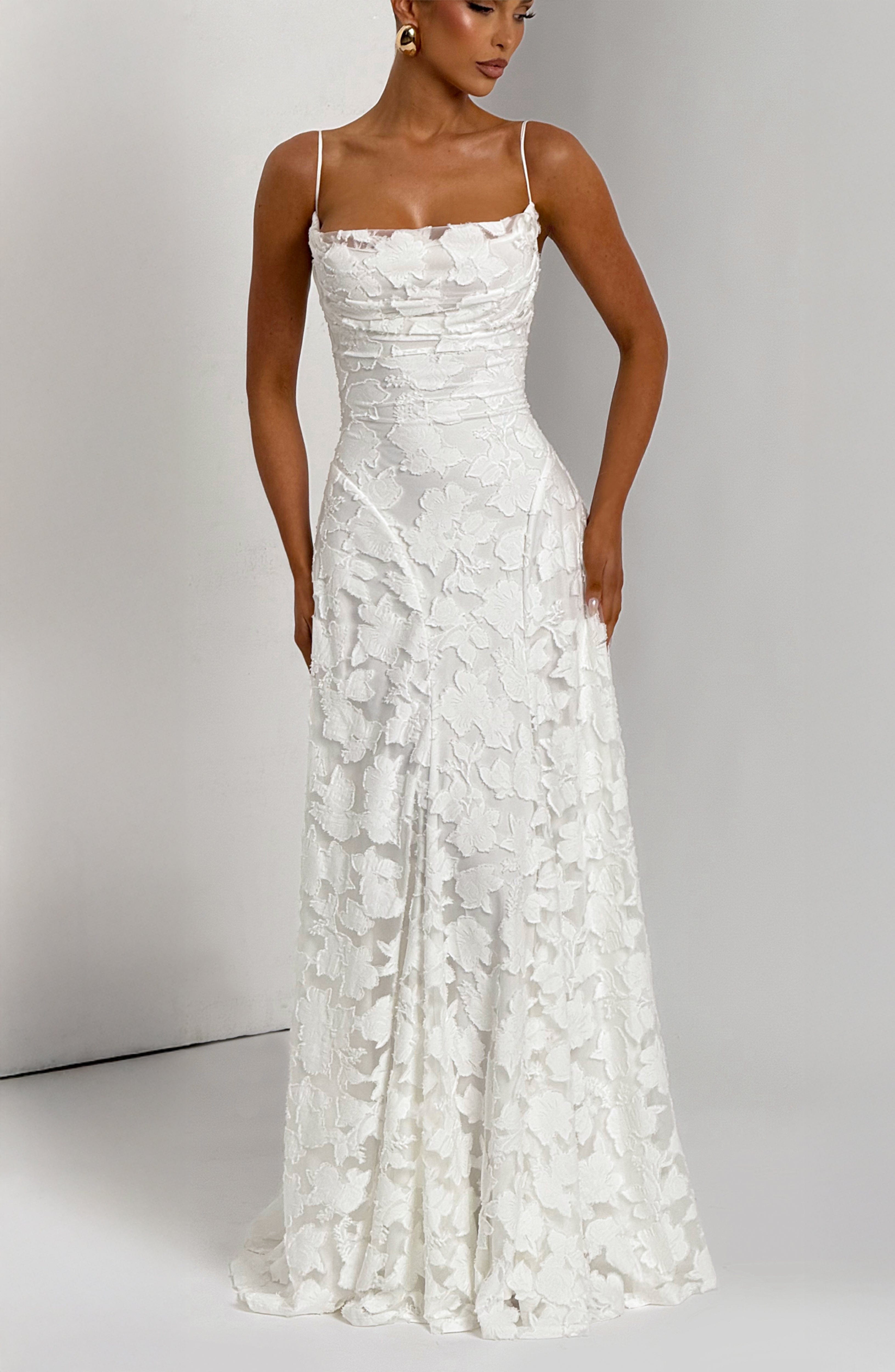 Frankie | Floral Cowl-Neck Lace-Back Maxi Dress
