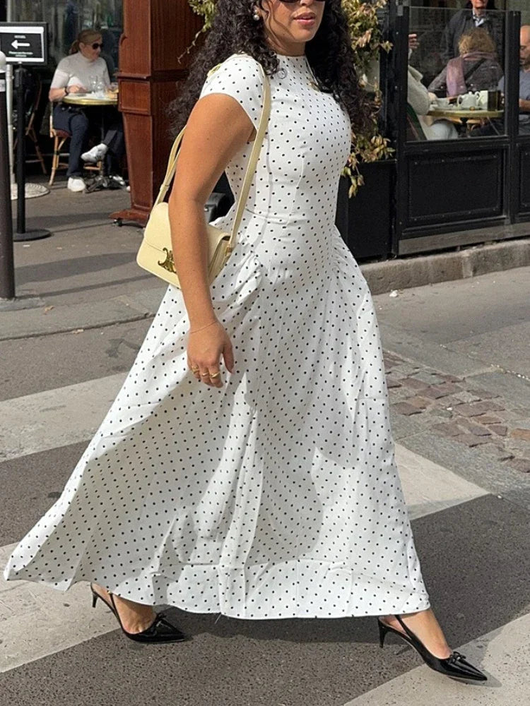 Margot | Polka Dot Cap Sleeve Maxi Dress