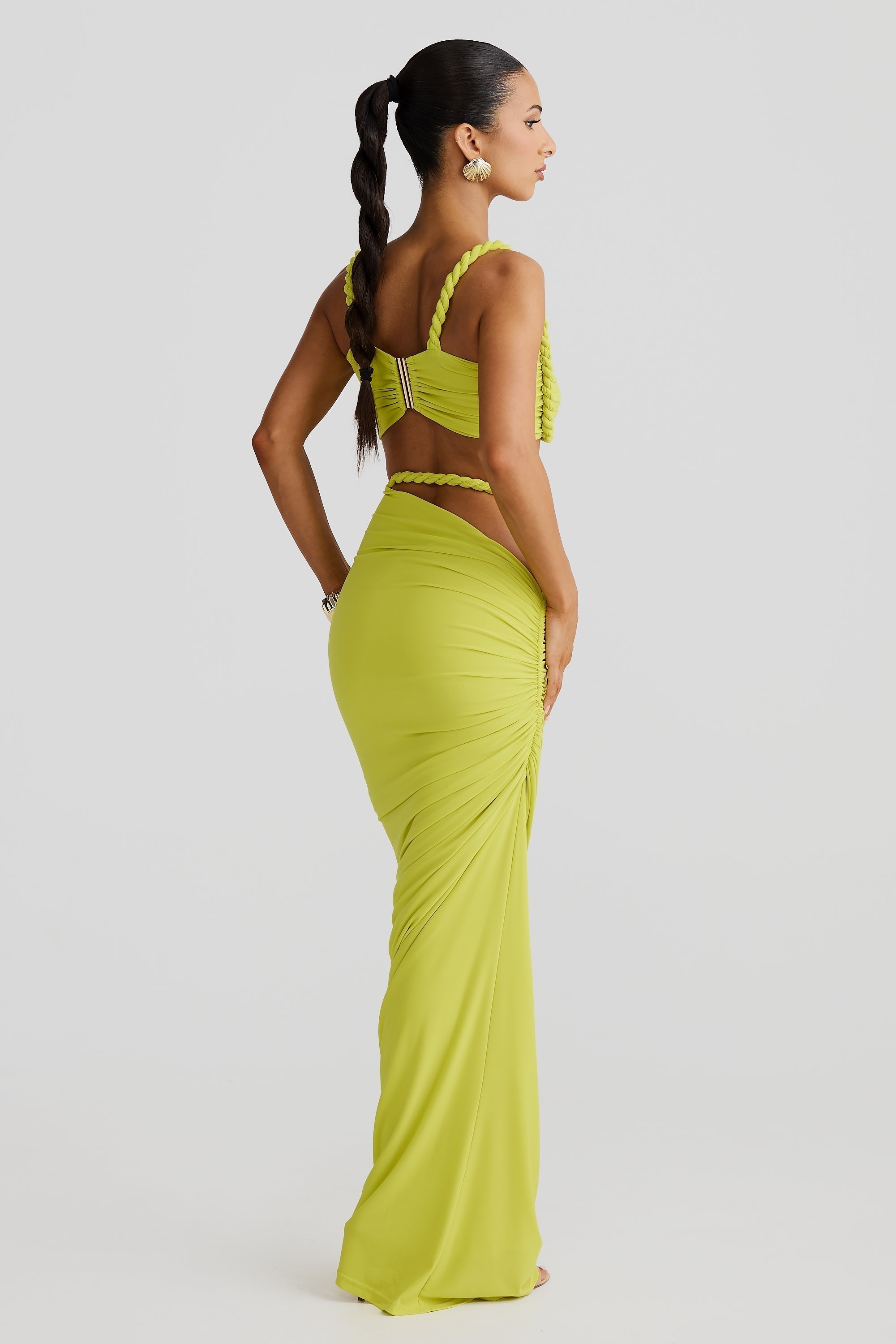 Tessa | Braided Strap Bustier & Ruched Maxi Skirt Set