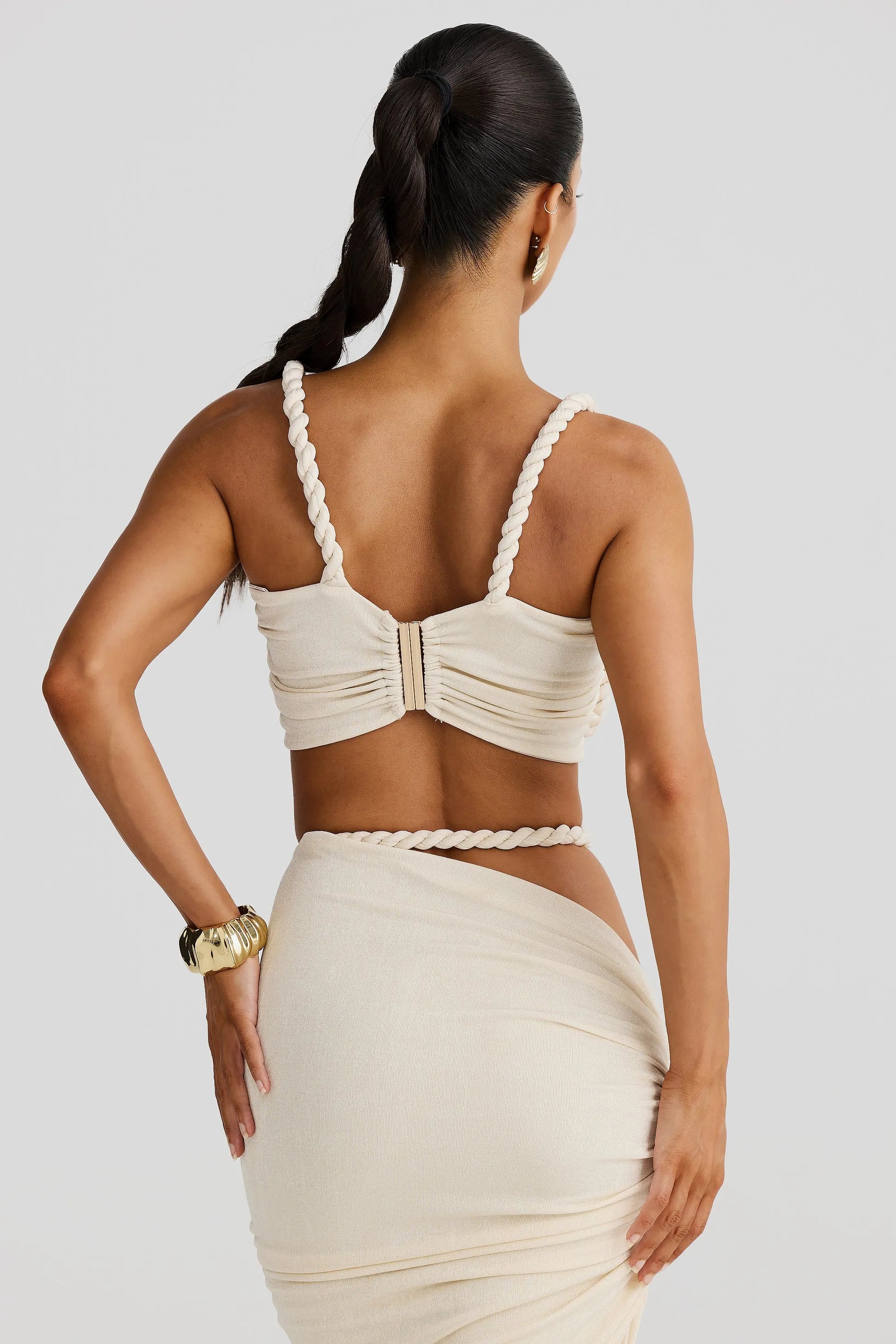 Tessa | Braided Strap Bustier & Ruched Maxi Skirt Set