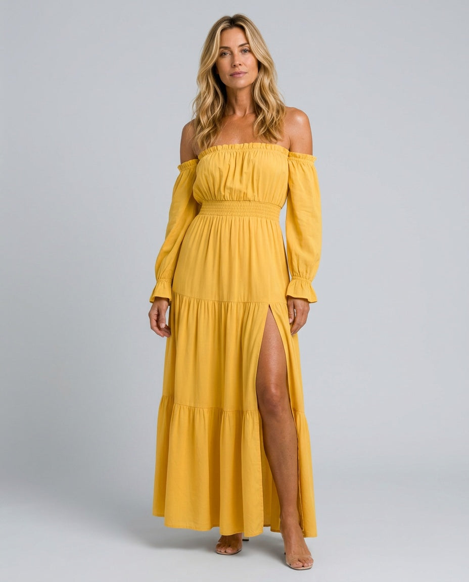 Sofia | Off-Shoulder Tiered Boho Maxi Dress