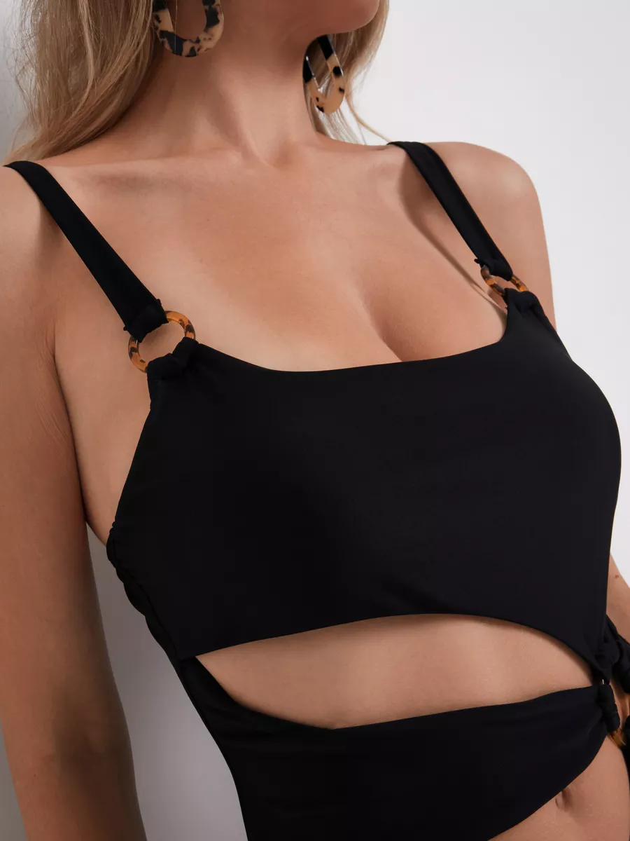 Pearl Swimsuit | Black One-Piece with Cut-Out Design