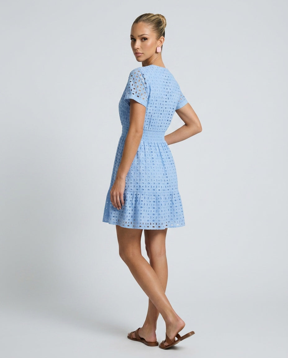 Anouk | Flutter Sleeve Eyelet Mini Dress