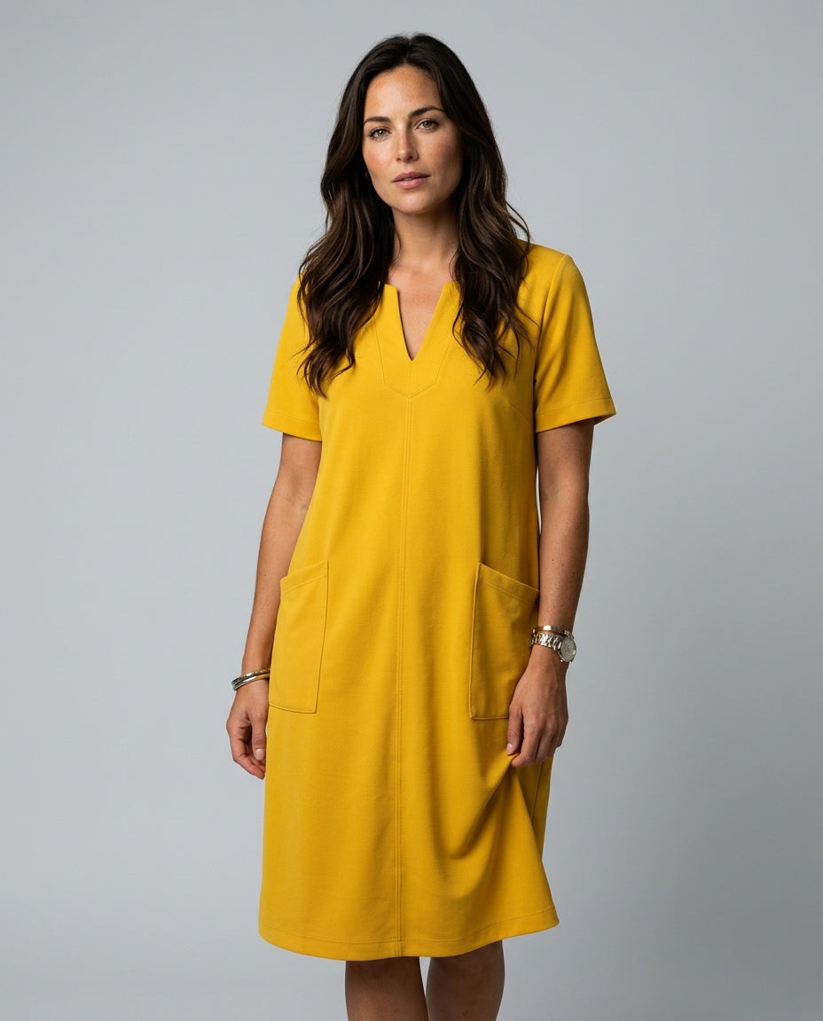 Dahlia | V-Neck 3/4 Sleeve Casual Midi Dress