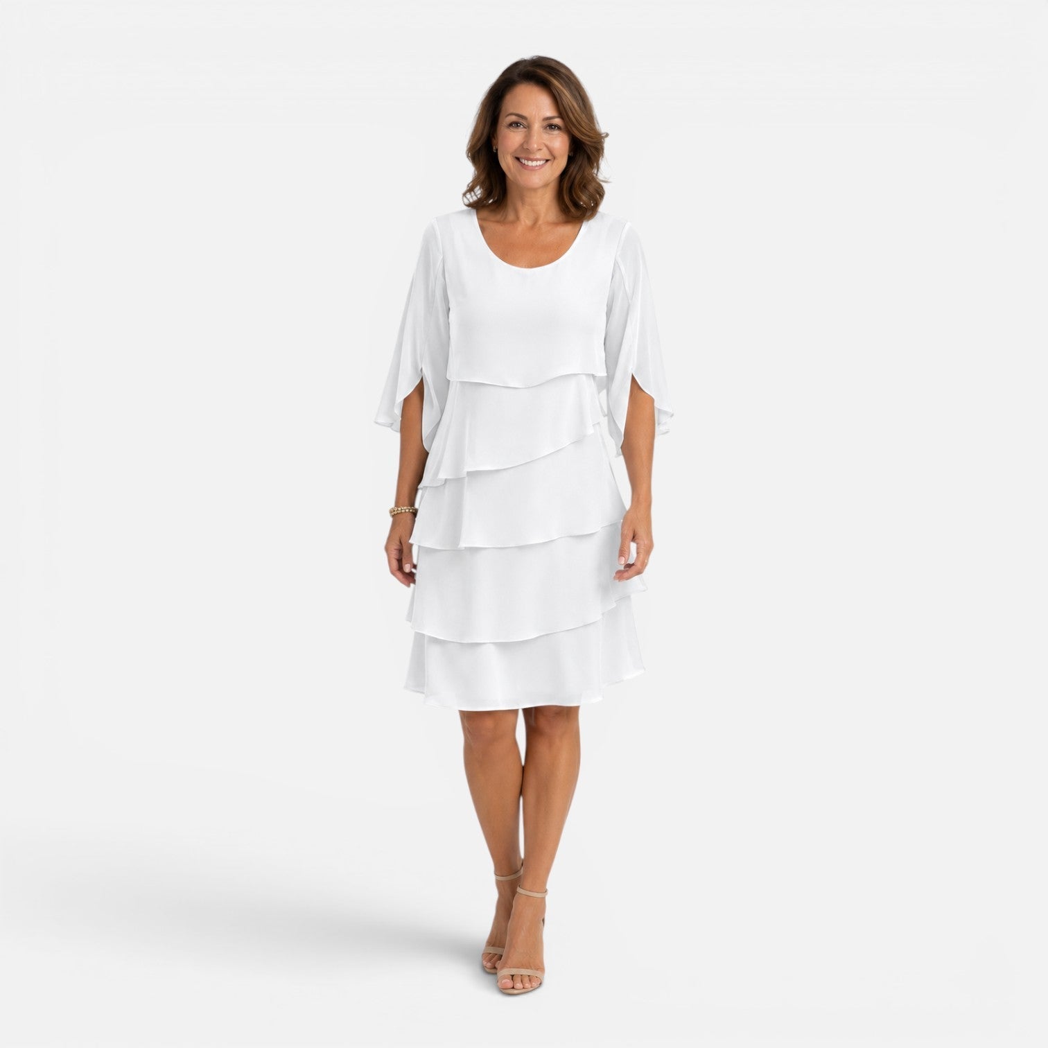 Violet | Chiffon Layered Knee-Length Midi Dress