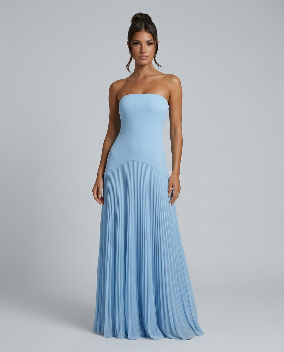 Nadia | Off-Shoulder Pleated Maxi Dress
