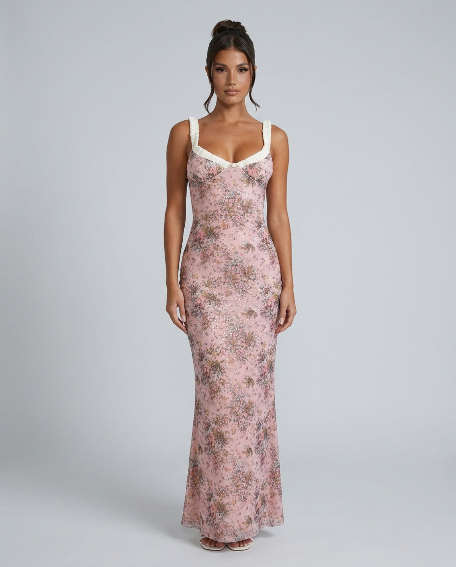 Emilia | Sequin Bodice Sweetheart Maxi Dress