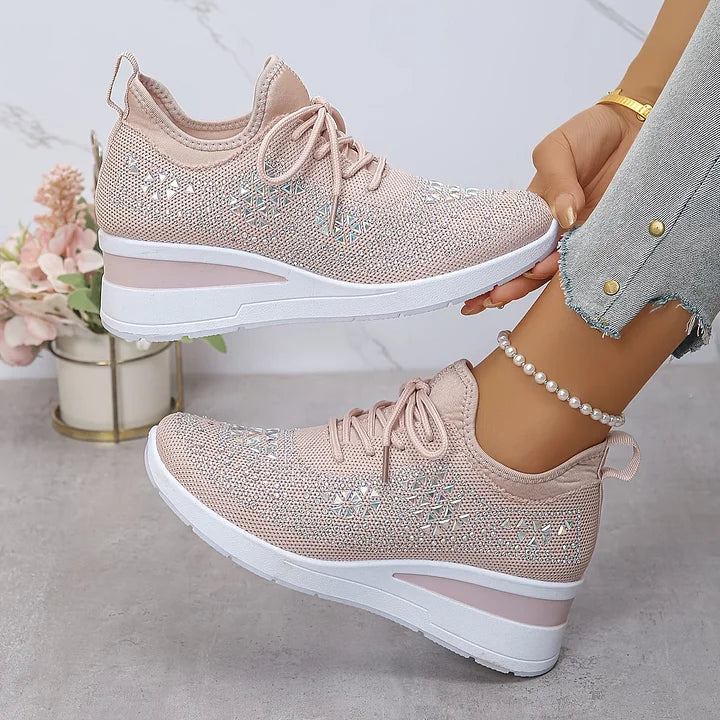 Nuria | Rhinestone Cushioned Platform Sneakers