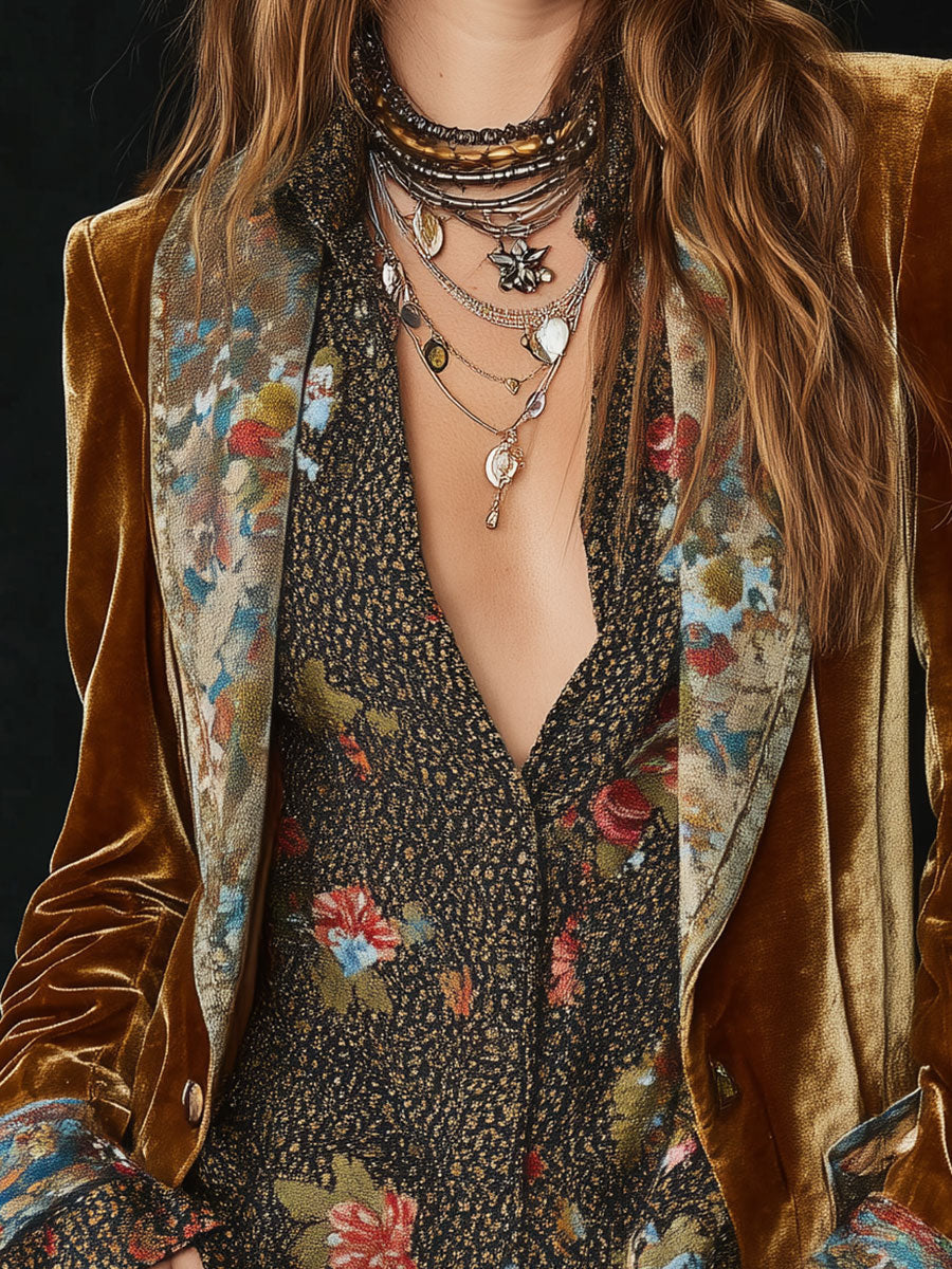 Ottilie | Floral Patchwork Long Sleeve Blazer