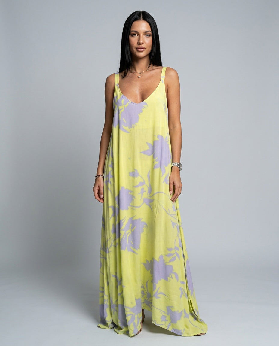 Sienna | Sleeveless Floral Cotton-Blend Midi Dress