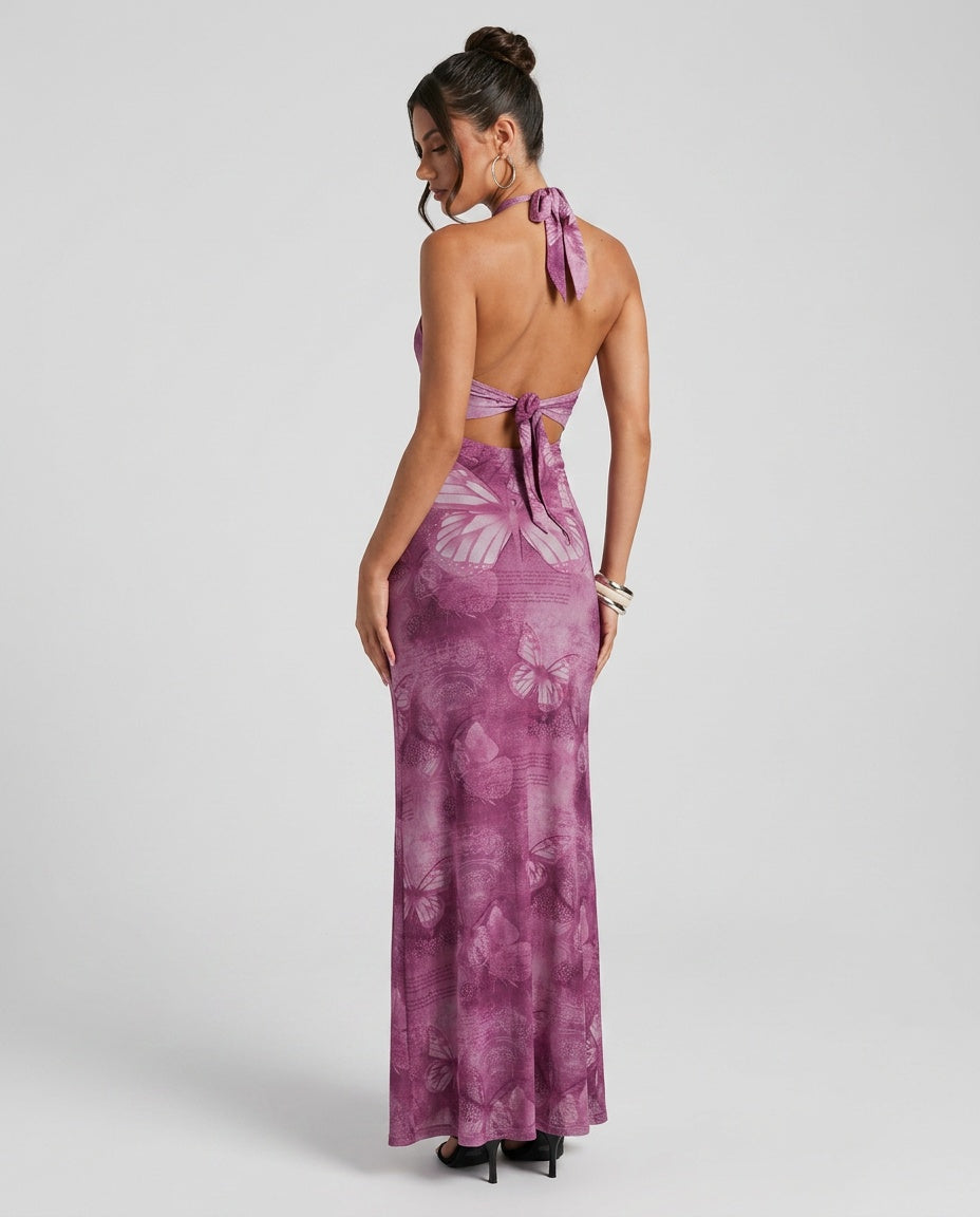 Nuria | Halter Cut-Out Maxi Dress